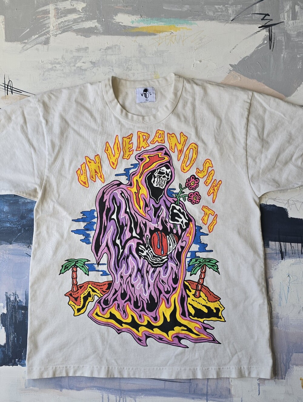 Warren Lotas x Bad Bunny Un Verano Sin Ti Cream T-Shirt Mens Size Large Tee SoFi